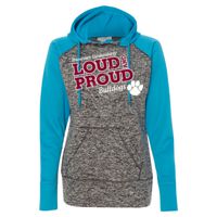 8618 Women's  Colorblock Cosmic Fleece Hooded Pullover Sweatshirt Thumbnail