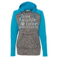 8618 Women's  Colorblock Cosmic Fleece Hooded Pullover Sweatshirt Thumbnail