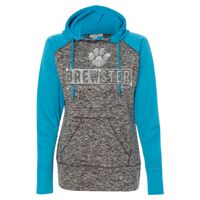 8618 Women's  Colorblock Cosmic Fleece Hooded Pullover Sweatshirt Thumbnail