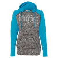 8618 Women's  Colorblock Cosmic Fleece Hooded Pullover Sweatshirt Thumbnail