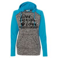 8618 Women's  Colorblock Cosmic Fleece Hooded Pullover Sweatshirt Thumbnail