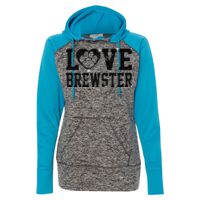 8618 Women's  Colorblock Cosmic Fleece Hooded Pullover Sweatshirt Thumbnail